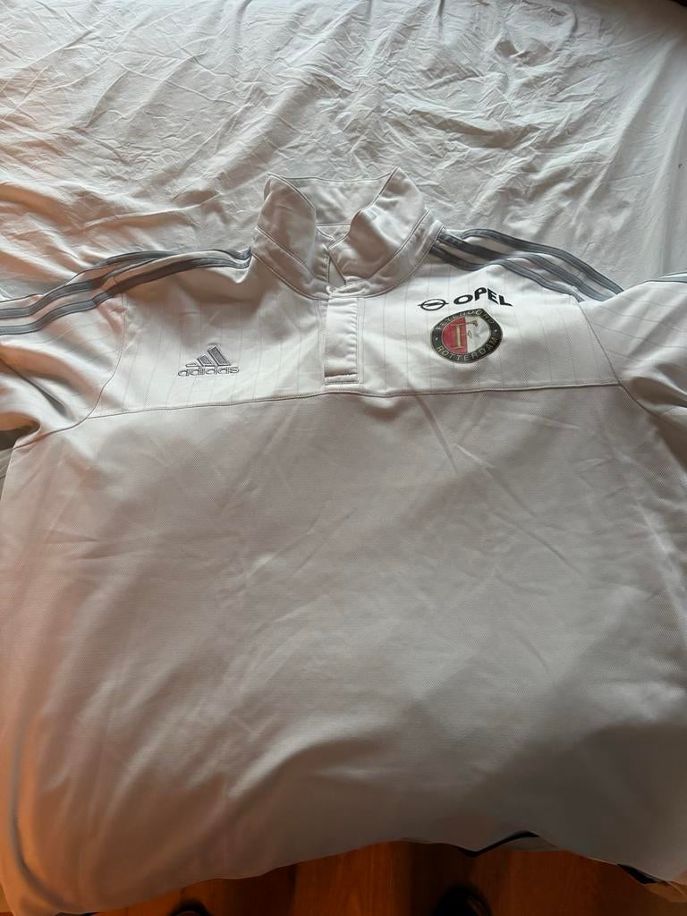 Feyenoord polo maat L met gebruikerssporen, Kleding | Heren, Ophalen of Verzenden, Gedragen, Maat 52/54 (L), Wit