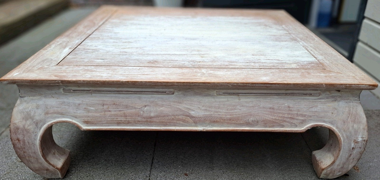 Robuuste vierkante opium salontafel, white wash, Ophalen