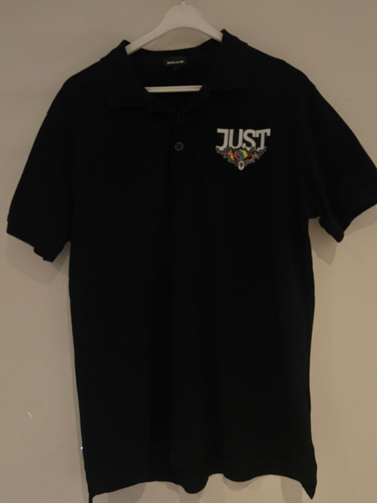 Just cavalli polo met logo print xl, Kleding | Heren, Ophalen of Verzenden, Zo goed als nieuw, Maat 56/58 (XL), Zwart