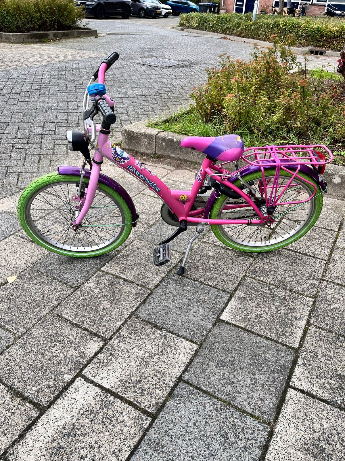 Gazelle kinderfiets 20 inch - Roze/Groen, Ophalen, Gebruikt, Terugtraprem, 20 inch of meer