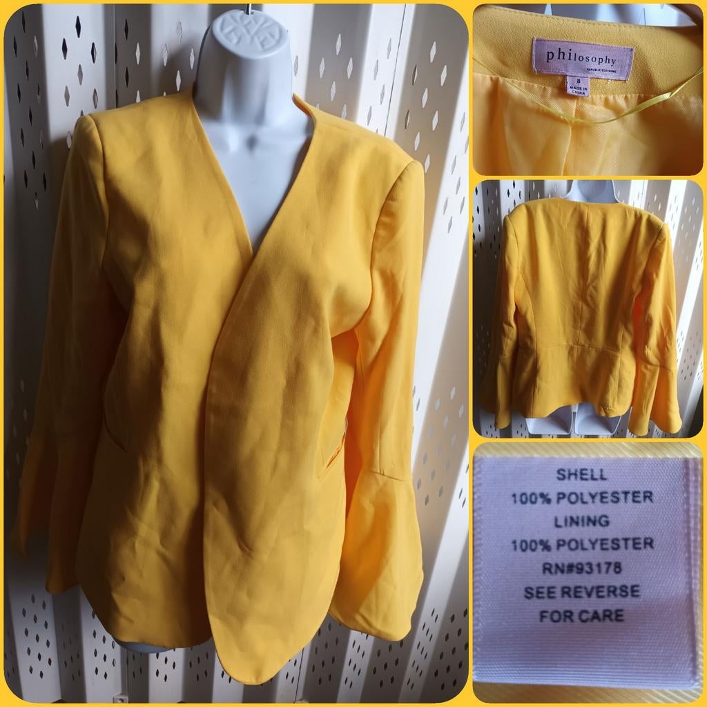 Philosophy gele dames blazer colbert loose fit zakken S/M, Geel, Ophalen of Verzenden, Zo goed als nieuw, Jasje