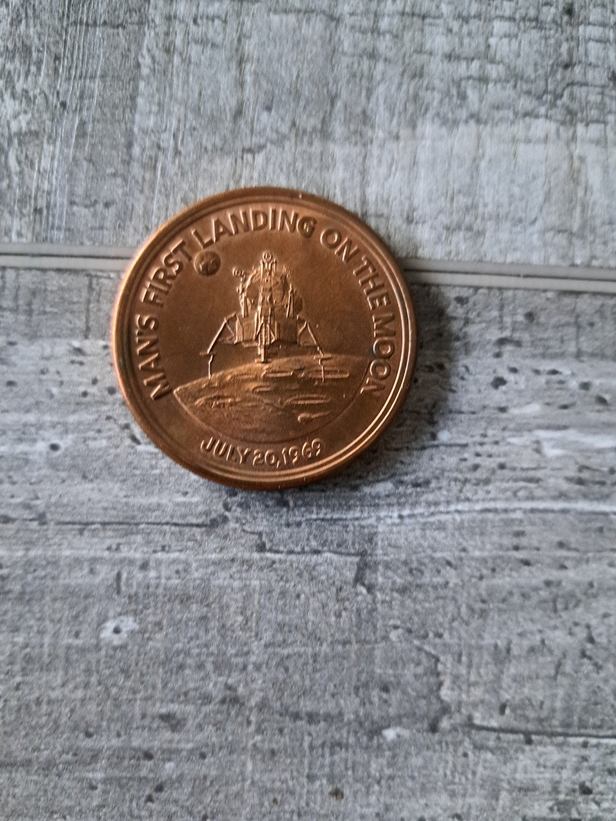 Bronzen penning Apollo 11 maanlanding 1969 - 24g, 4cm, Postzegels en Munten, Penningen en Medailles, Ophalen of Verzenden, Brons