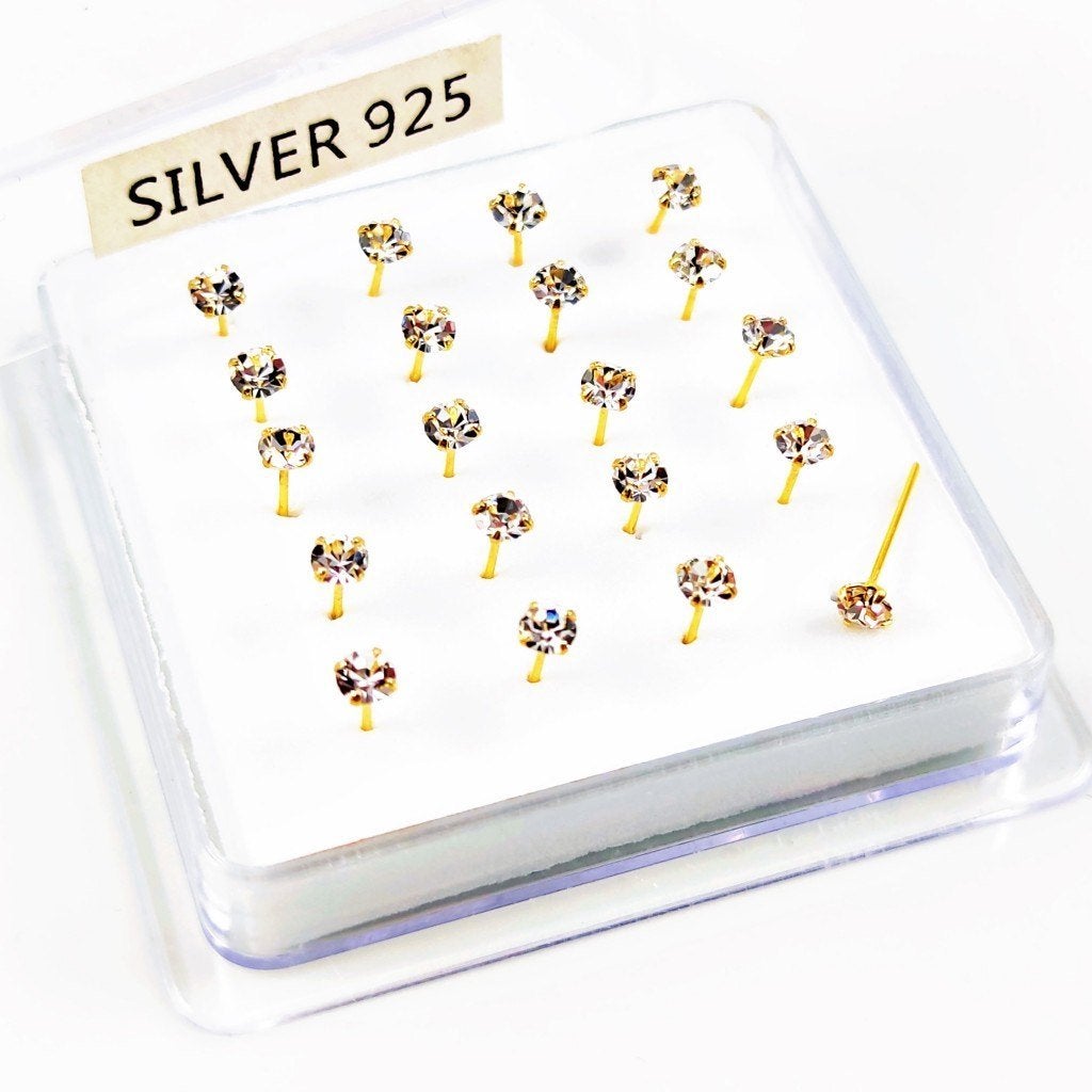 3,5mm Strass Neuspiercing van Verguld 925 Sterling Zilver, Staal, Birgitta-Gracht 33, 6465 EL Kerkrade, Nederland, Verzenden, Nieuw