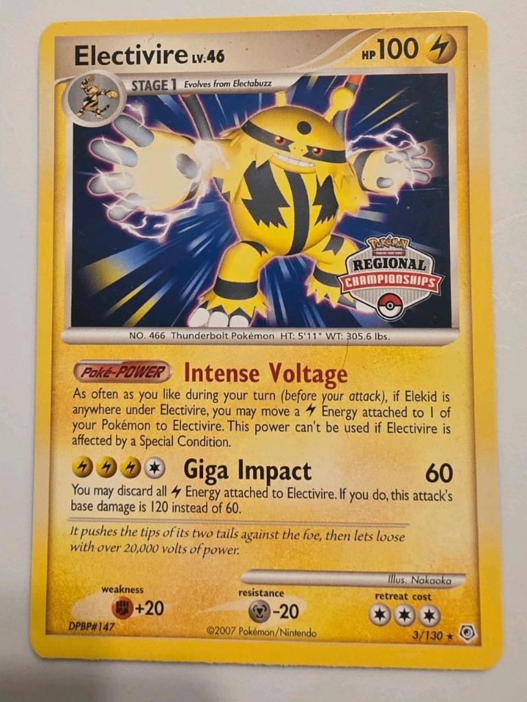 pokemon diamond & pearl electivire regional championships, Ophalen of Verzenden, Zo goed als nieuw, Losse kaart