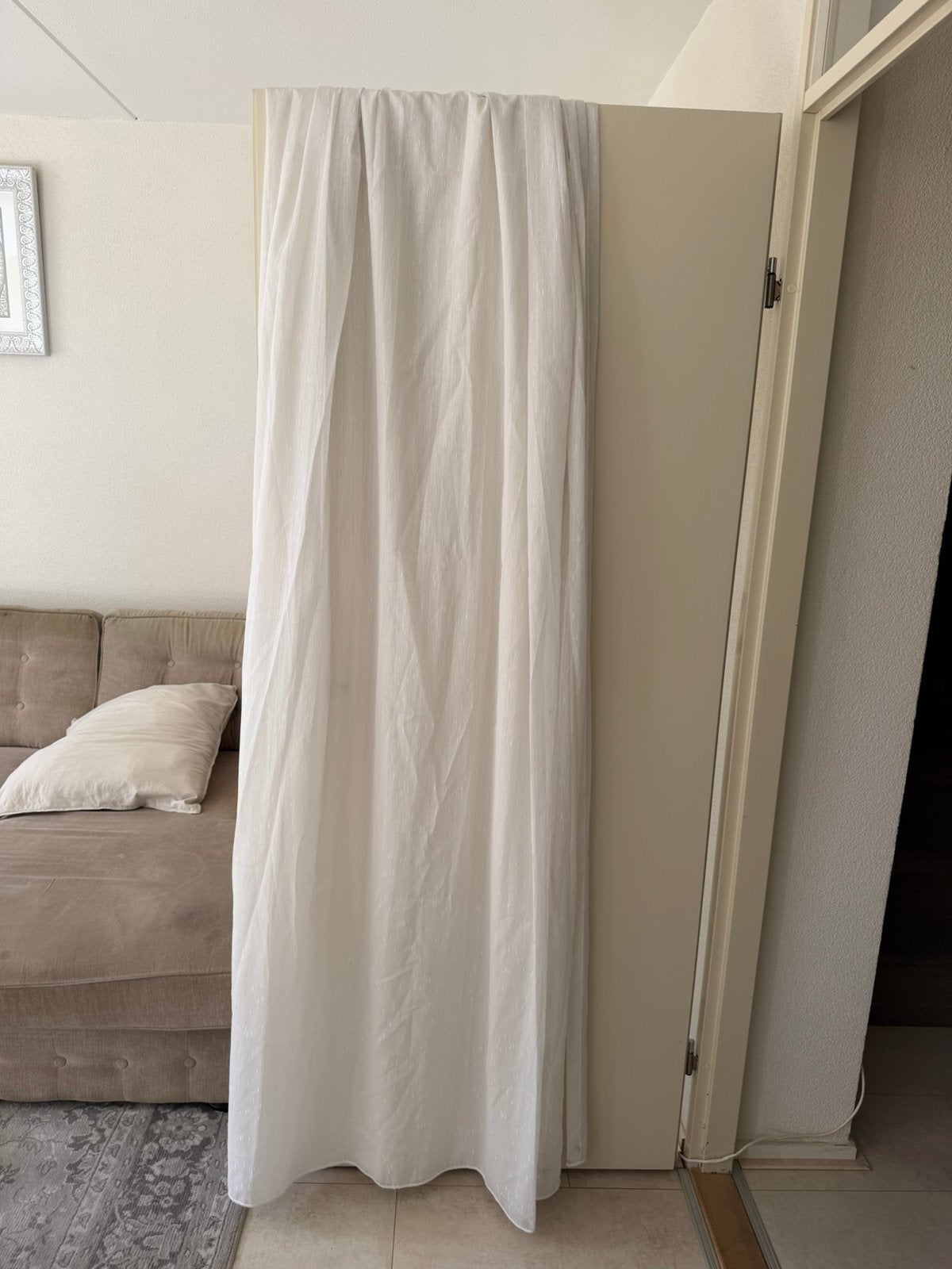 Witte nette gordijnen, 3 stuks, Met haken, Wit, 172 cm, 244 cm