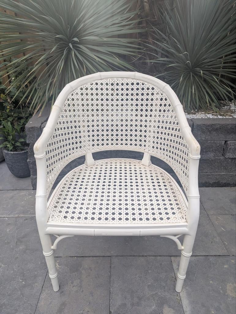 Vintage faux bamboo stoel(2) fauteuil, Ophalen, Gebruikt, Twee, Wit