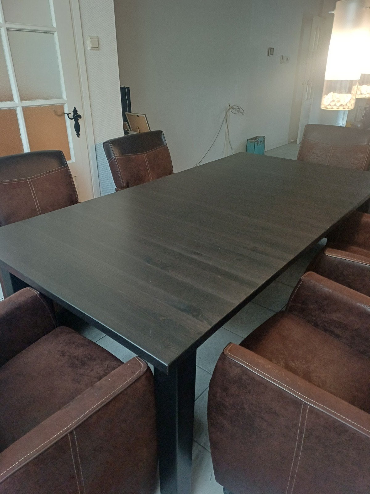 Uitschuifbare luxe eettafel met 6 stoelen, Ophalen, 100 tot 150 cm, 200 cm of meer, Zo goed als nieuw