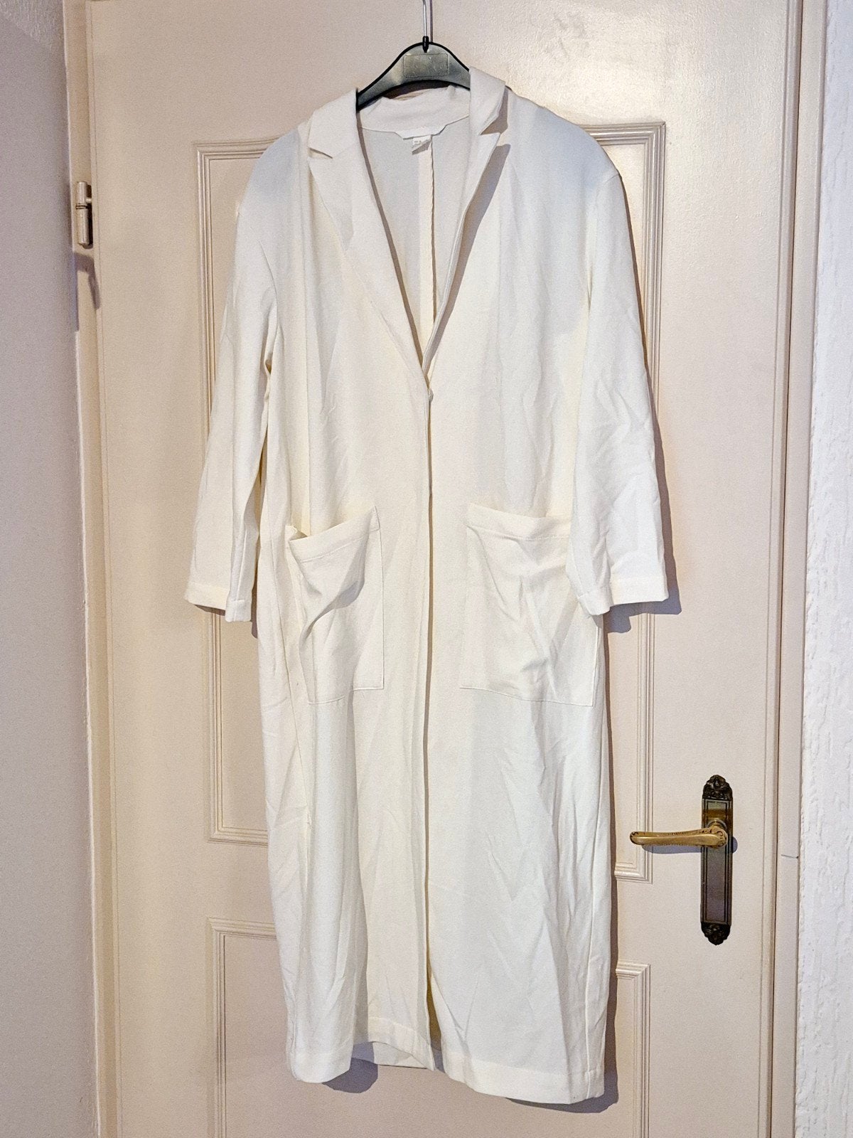 H&M Witte Lange Blazer/Jas Maat 38, Maat 38/40 (M), H&M, Wit, Ophalen of Verzenden