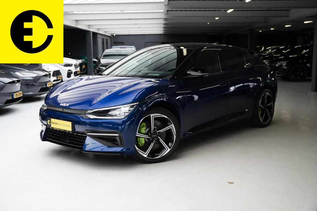 Kia EV6 GT AWD 77.4 kWh | Panoramadak | Sportstoelen | 98,3%, Auto's, Kia, Automaat, Zwart, Blauw, Verwarming stoelen achter