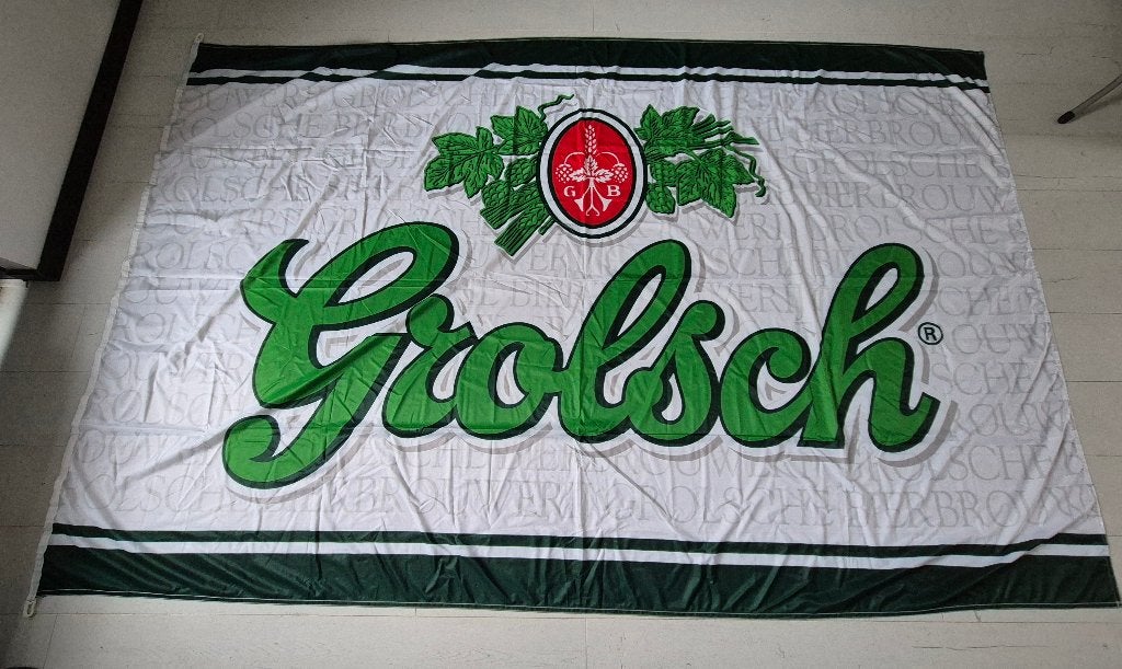 Te koop: grote Grolsch bier vlag/ spandoek, mancave, cadeau, Ophalen of Verzenden, Zo goed als nieuw, Overige typen, Grolsch