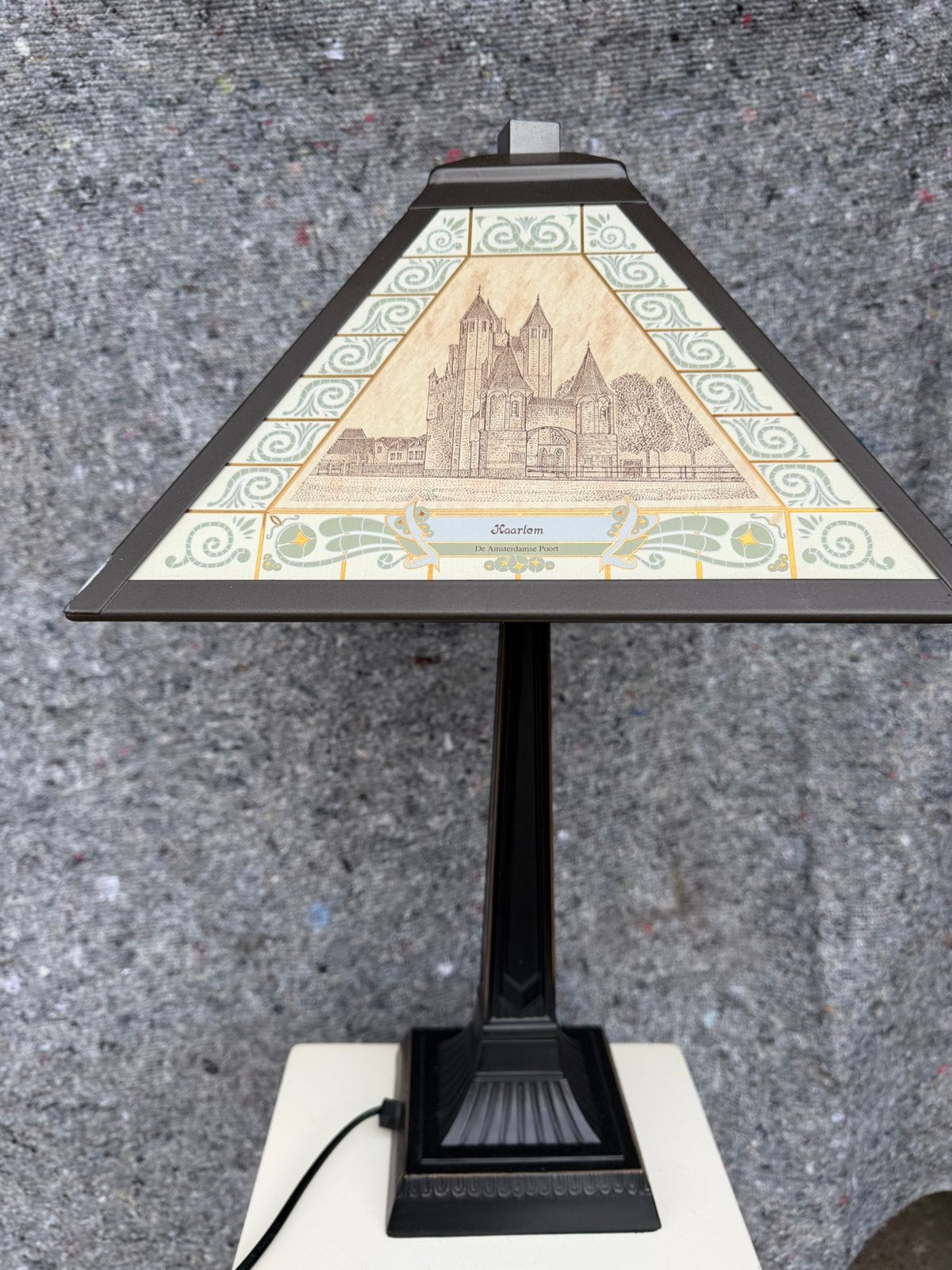 Haarlemse lamp kunsthandel deco art decobox limited edition, Huis en Inrichting, Ophalen, 55 cm, Met kap, Overige fittingen