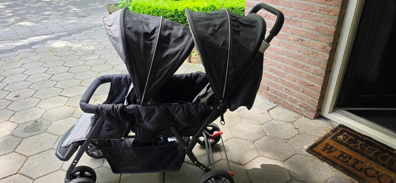 Zwarte duowagen, ideaal voor twee kinderen, Gebruikt, Duowagen, Ophalen, Kinderwagen