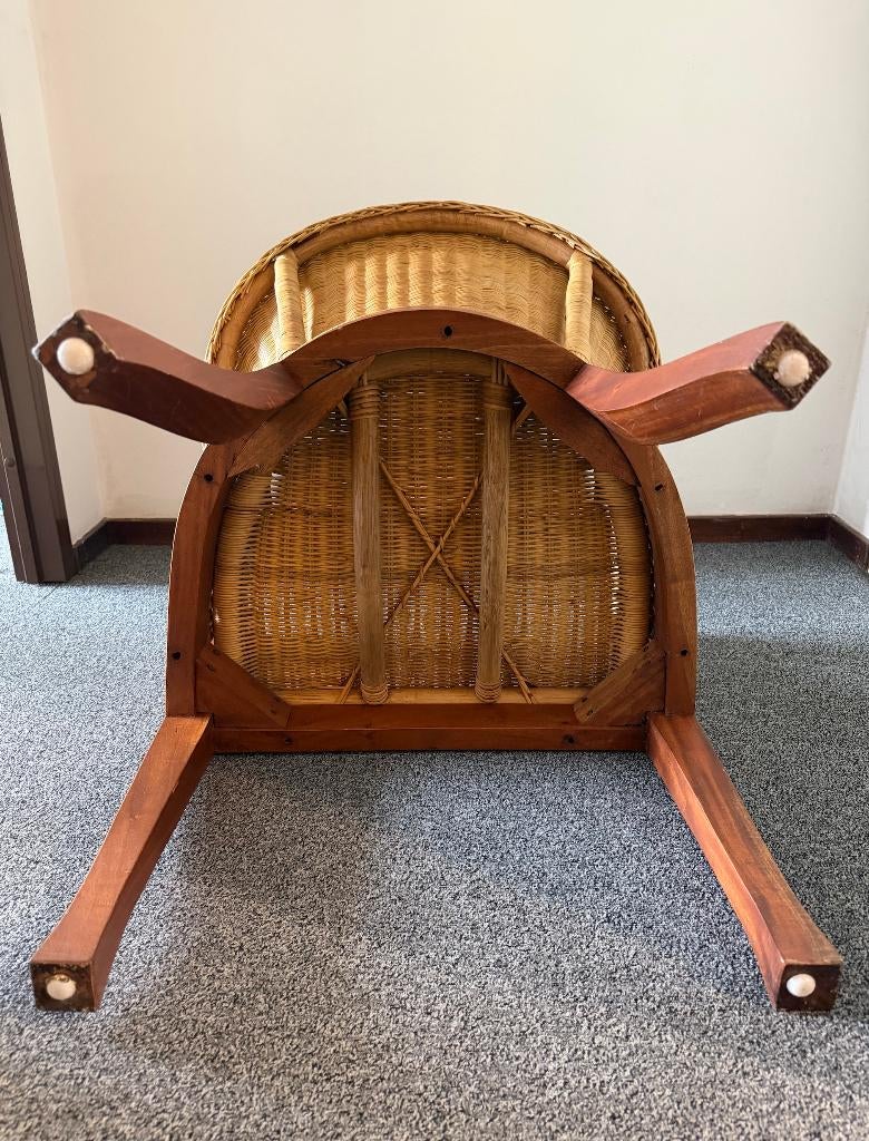 Rotan fauteuil koloniale stijl houten frame, Gebruikt, ., 75 tot 100 cm, .