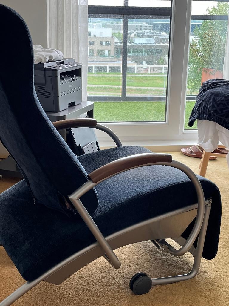 Italiaans Vintage Design Verstelbare Fauteuil (Bonaldo), Ophalen, Gebruikt, 75 tot 100 cm, Stof
