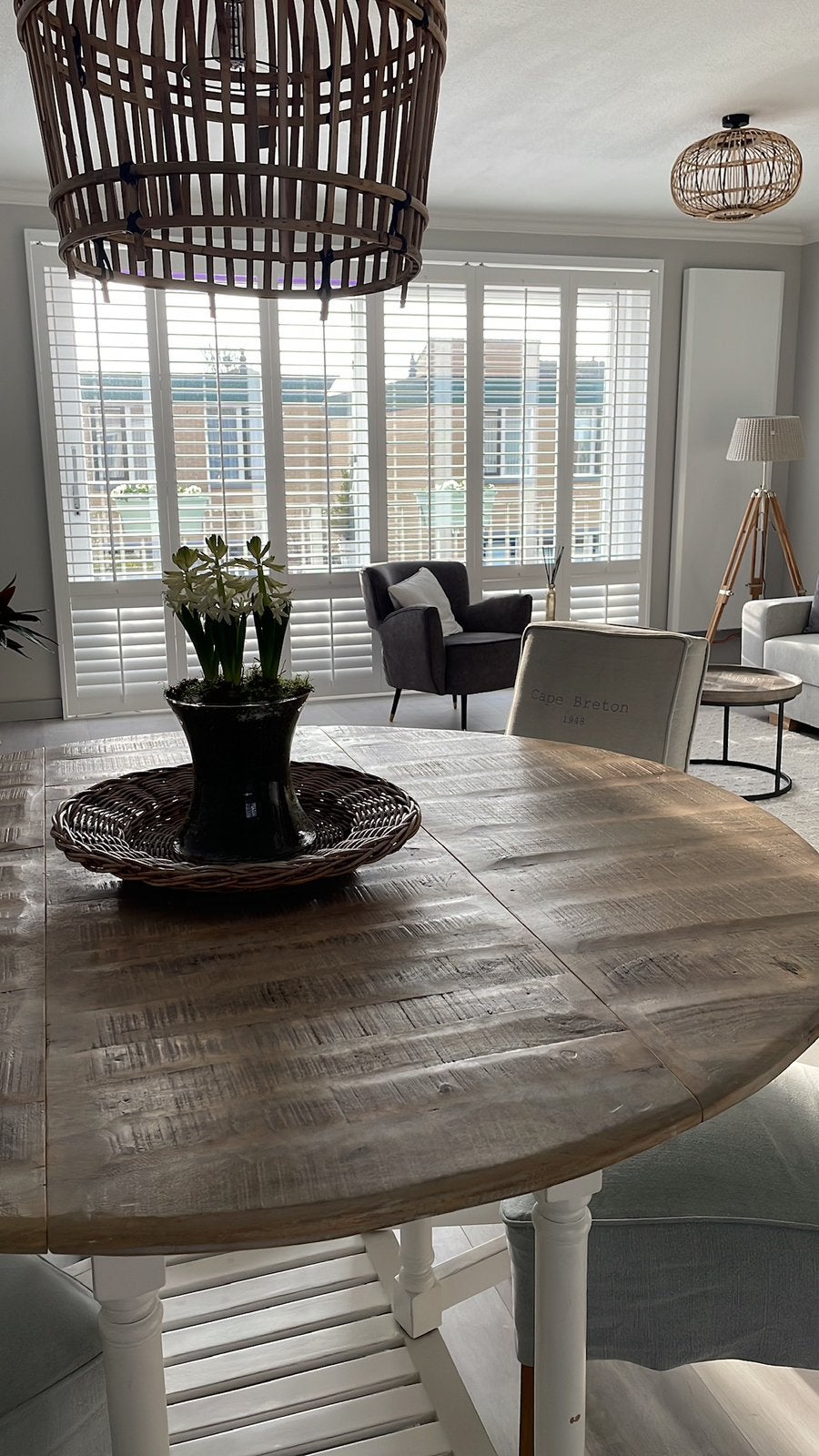 Rivièra Maison eetafel rond 1,50 meter doorsnede met lades, Ophalen, Rond, Vijf personen of meer, Overige houtsoorten
