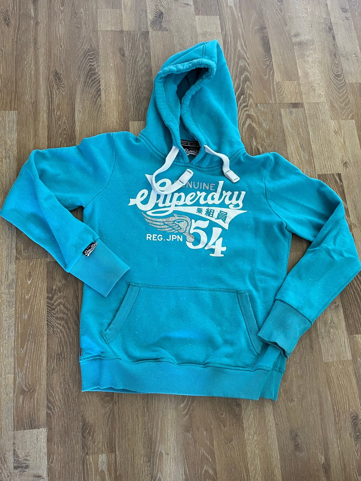 Turquoise Superdry hoodie - Maat M, Ophalen of Verzenden, Gedragen, Maat 38/40 (M), Overige kleuren
