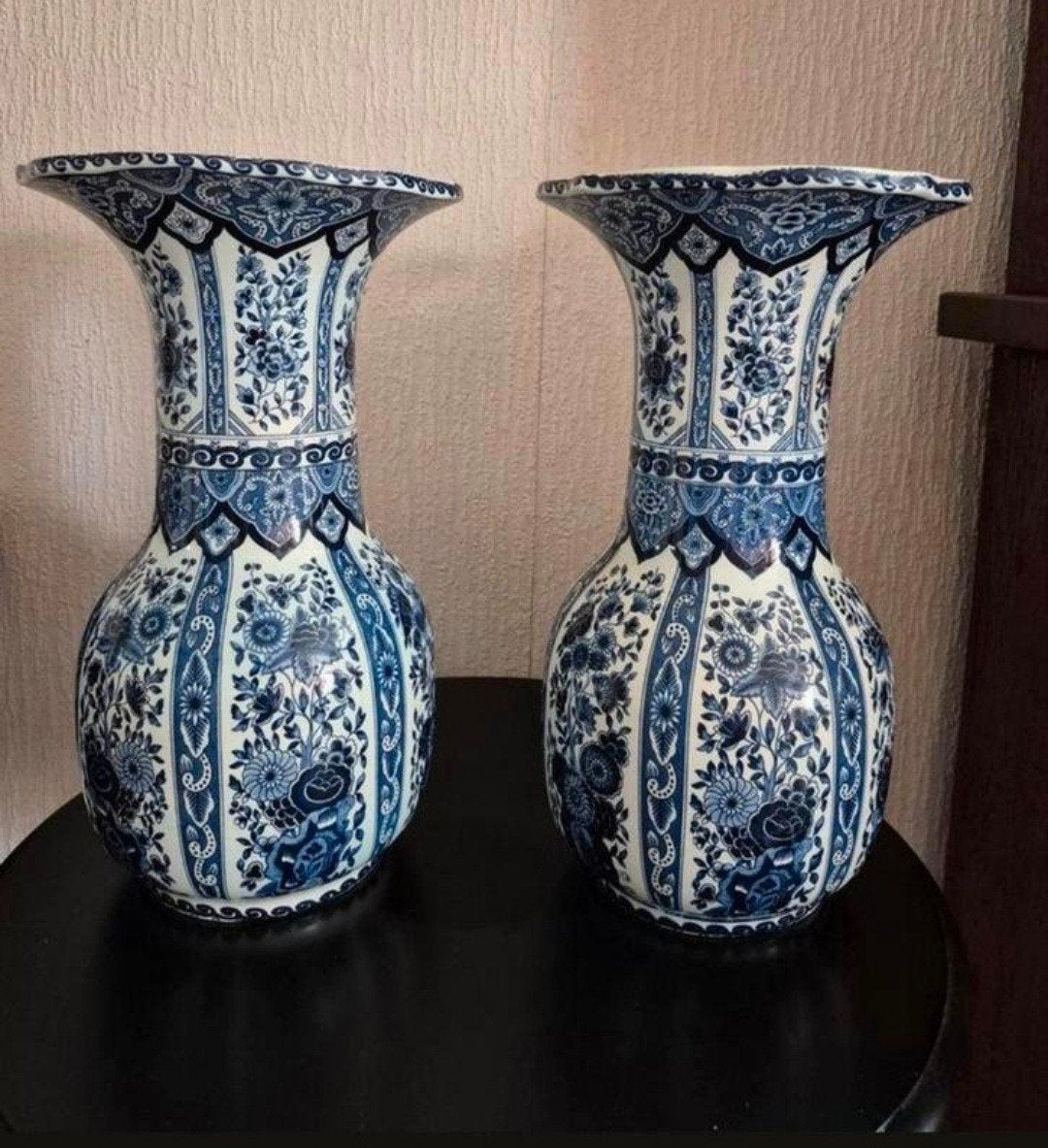 2 grote delfstblauwe vazen boch 35 cm hoog, Antiek en Kunst, Ophalen