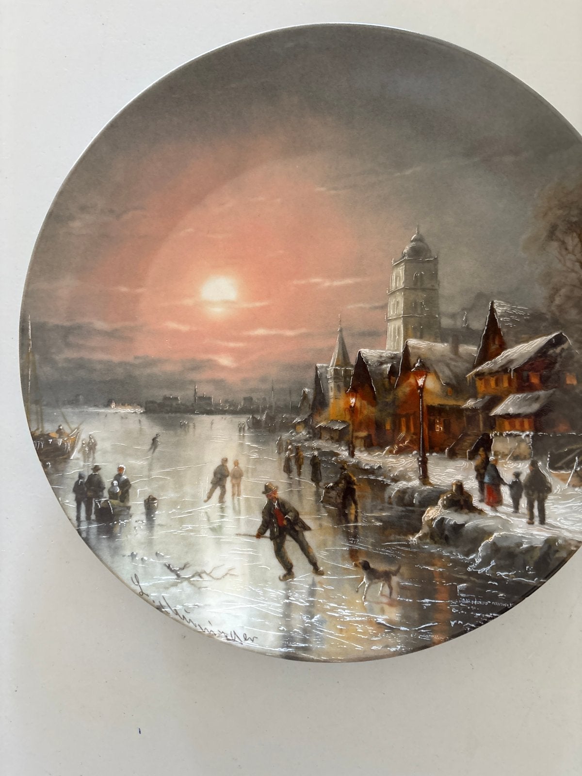 Bradex Winterimpressie Wandbord "Eisläufer in der Abendsonne, Ophalen of Verzenden