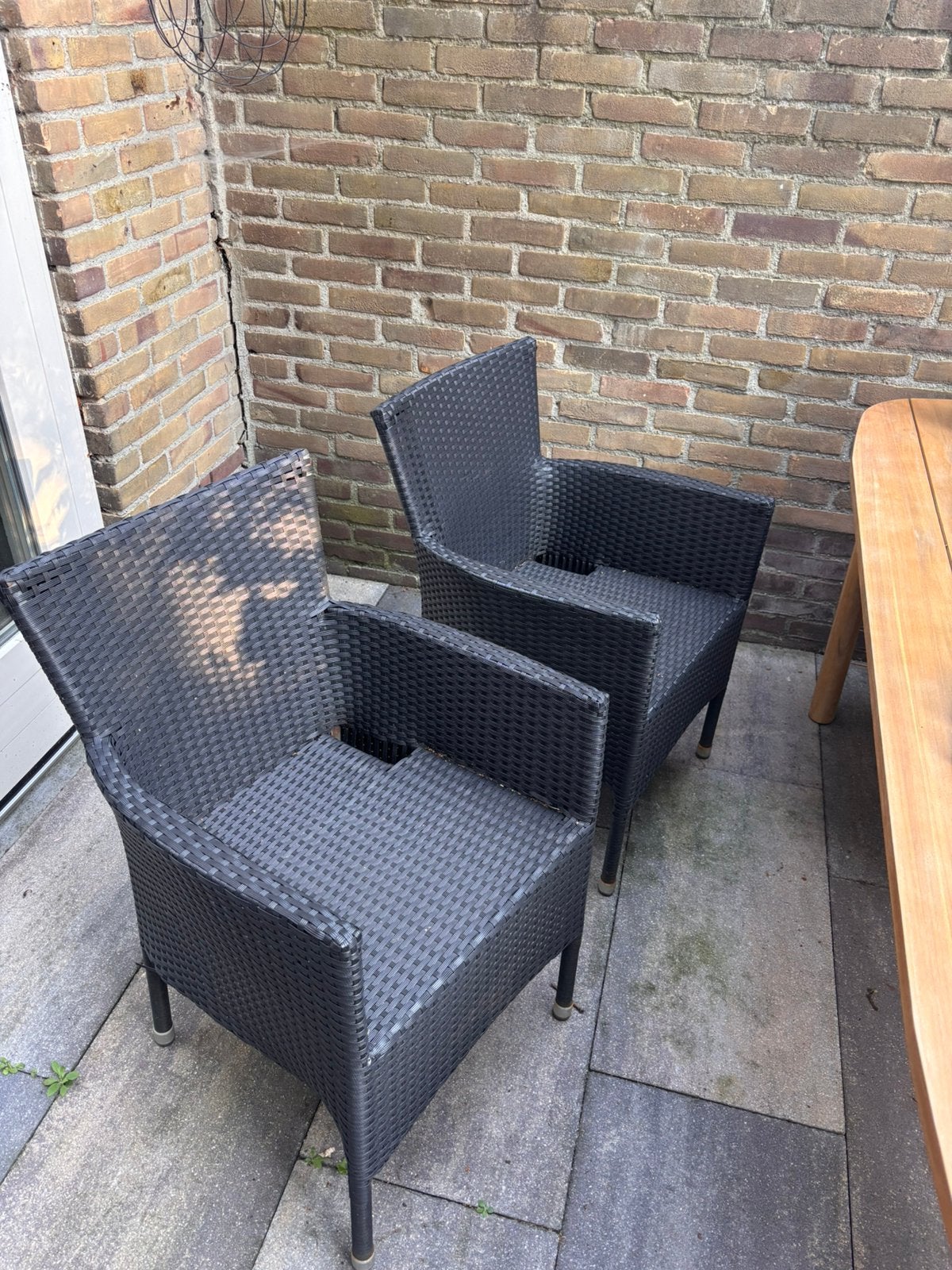 4 wicker tuinstoelen donker grijs, Ophalen, 4 zitplaatsen, Gebruikt, Wicker