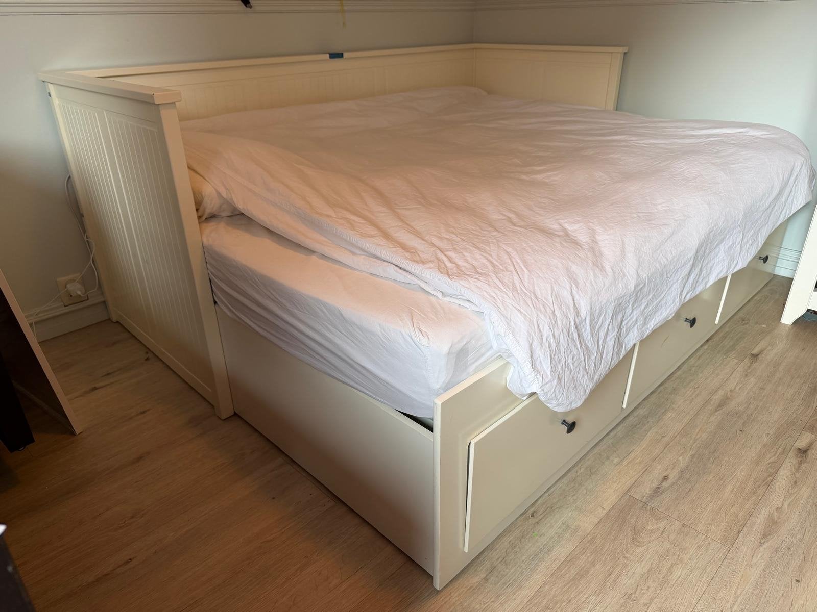 Uitschuifbaar 2-persoonsbed met lades en matrassen, Ophalen, Tweepersoons, 200 cm, 160 cm