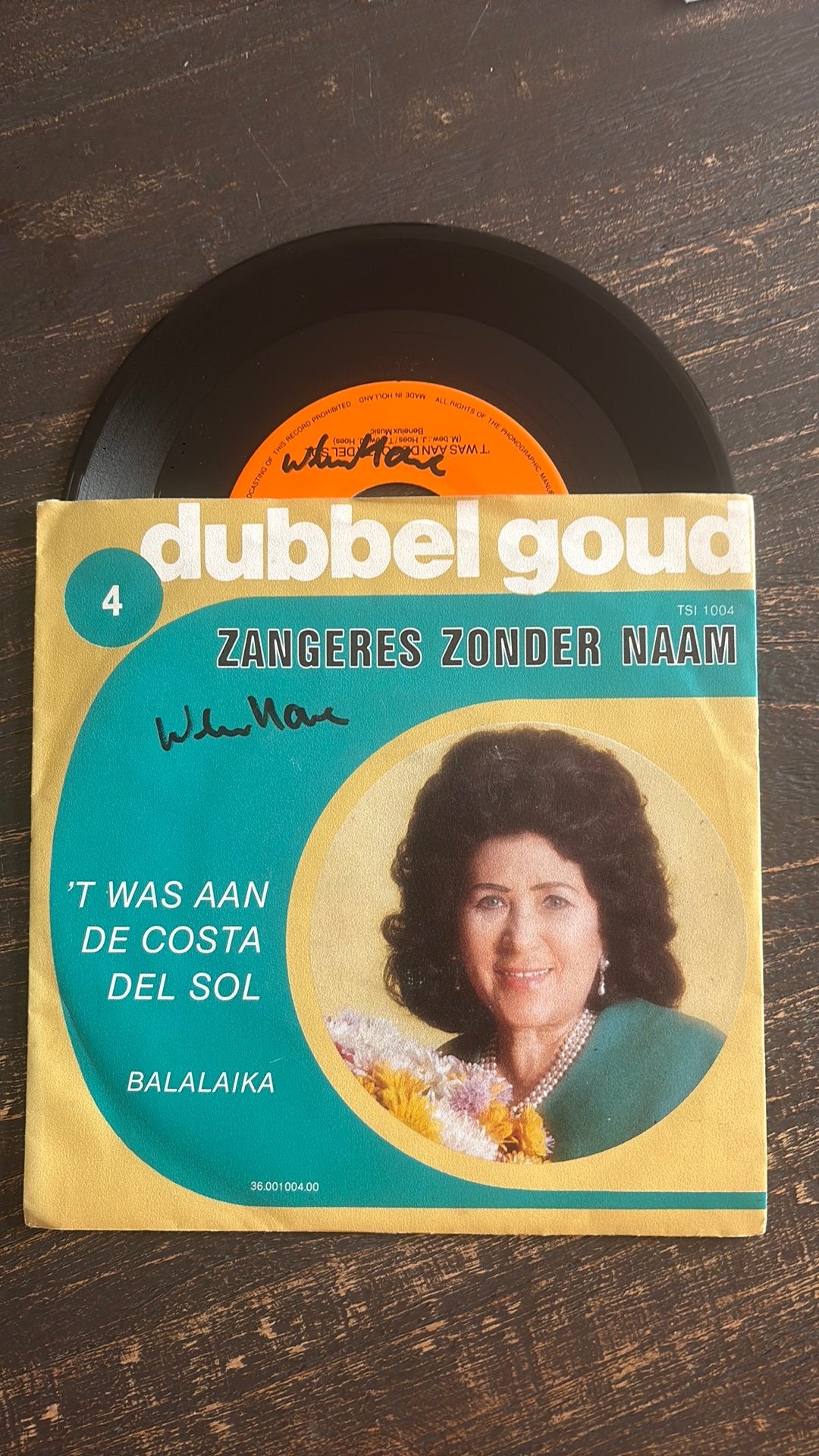 Zangeres Zonder Naam - ‘t was aan de Costa del Sol, Cd's en Dvd's, Vinyl Singles, Ophalen of Verzenden, Zo goed als nieuw, Nederlandstalig