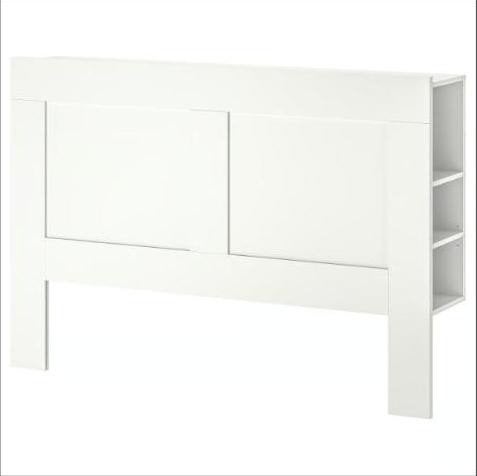 IKEA BRIMNES hoofdeinde met bergruimte wit 160 cm, Gebruikt, Wit, Tweepersoons, Ophalen of Verzenden