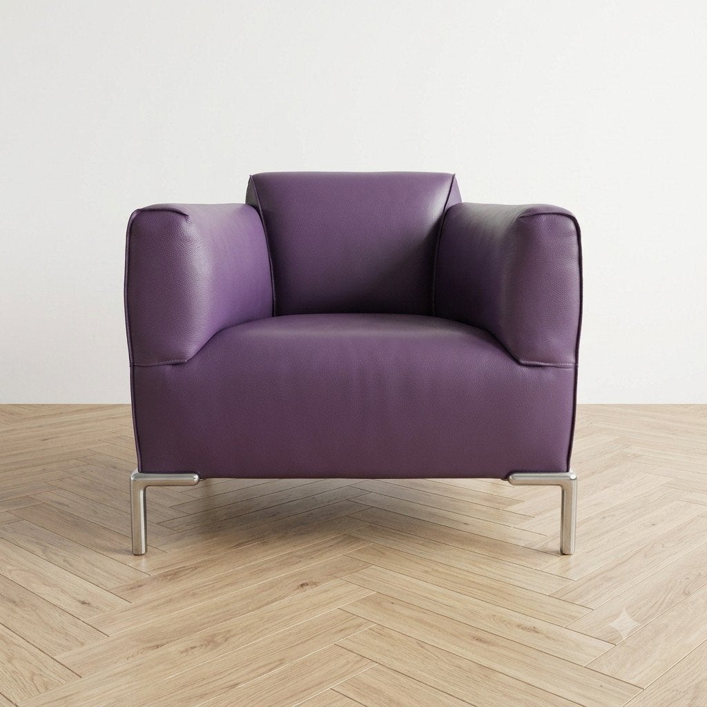 Bert Plantagie Monty | Fauteuil 2x | Leer paars, Huis en Inrichting, Fauteuils, Modern design Roderick Vos, Gebruikt, Info@andriesign.nl