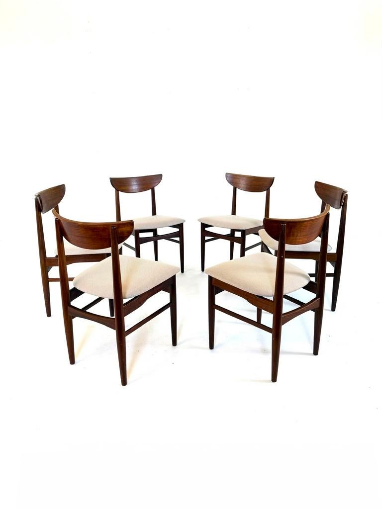 6x gerestaureerde eetkamerstoel, Skovby Møbelfabrik ‘60, Ophalen of Verzenden, Zo goed als nieuw, Stof, Vijf, Zes of meer stoelen