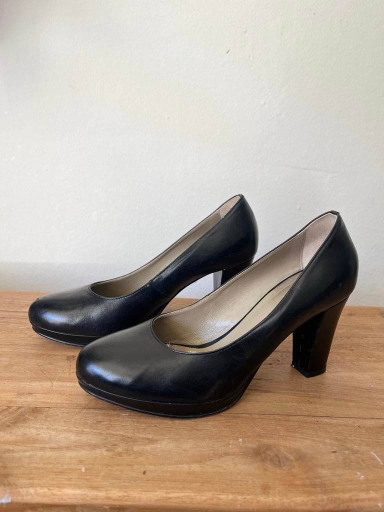 Noë zwarte leren pumps - Maat 38, Ophalen of Verzenden, Gedragen, Zwart, Pumps