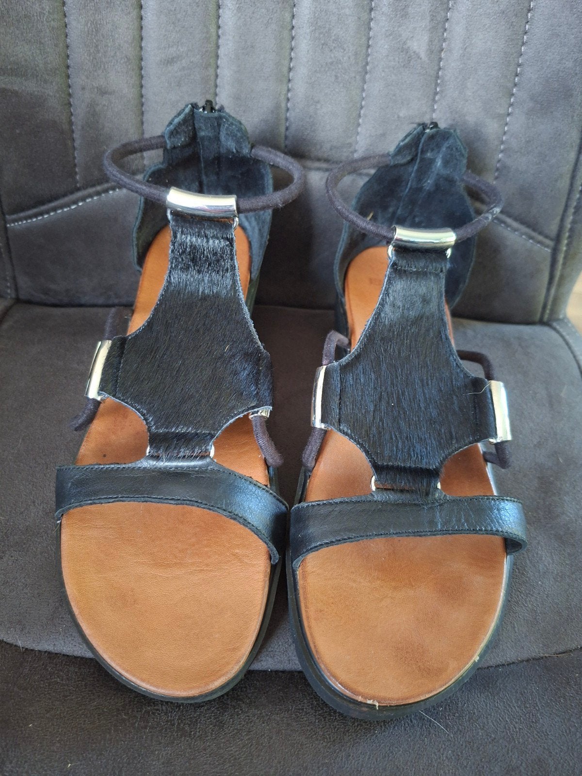 Zwarte sandalen met plateauzool, maat 41, Ophalen, Zwart, Sandalen of Muiltjes, Onbekend
