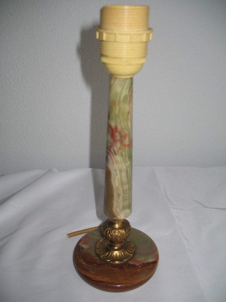 Tafel Lampenvoet Onyx met Koper Zolderopruiming Vintage, Antiek en Kunst, Ophalen of Verzenden