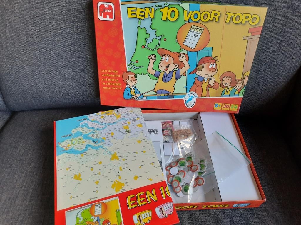 Een 10 voor Topo - Educatief Topografie Bordspel, Drie of vier spelers, Ophalen of Verzenden, Gebruikt, Jumbo