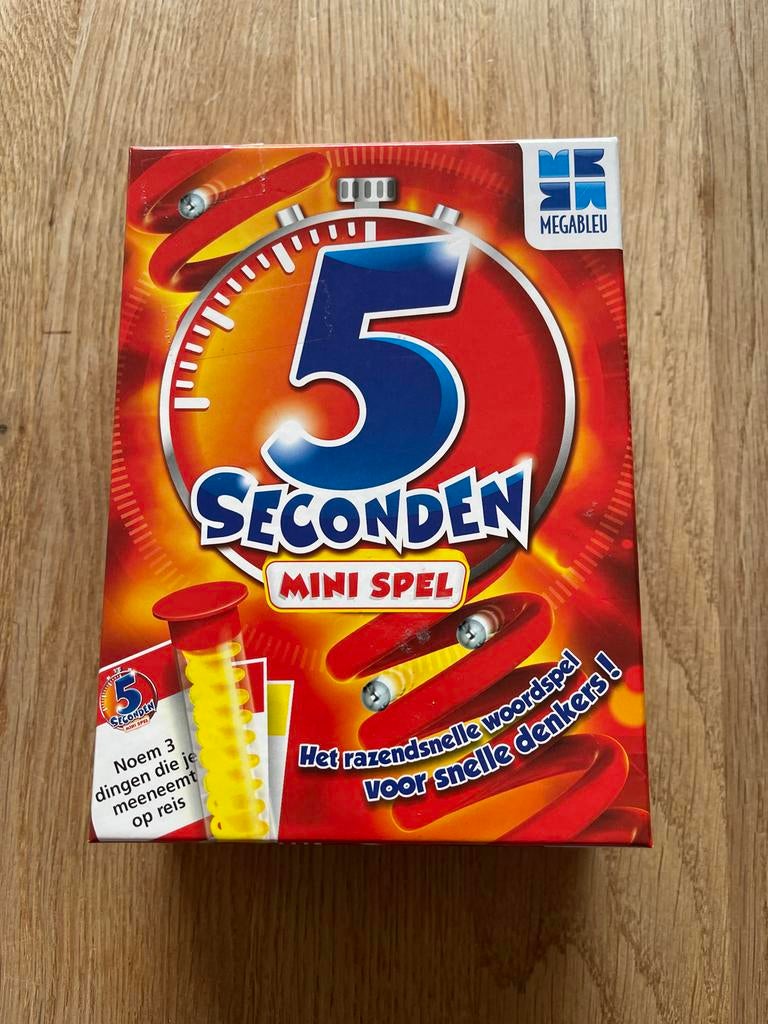 5 Seconden Mini Spel - Het razendsnelle woordspel!, Hobby en Vrije tijd, Een of twee spelers, Ophalen of Verzenden, Zo goed als nieuw