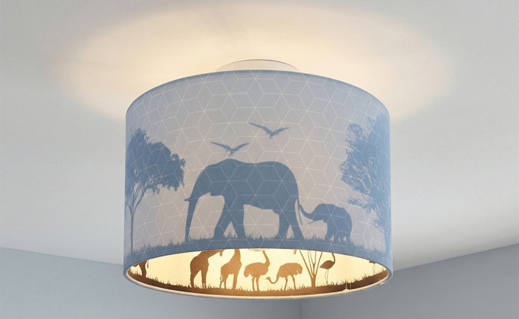 Blauwe dieren kinderkamer plafondlamp Safari, Ophalen, Zo goed als nieuw, Overige typen