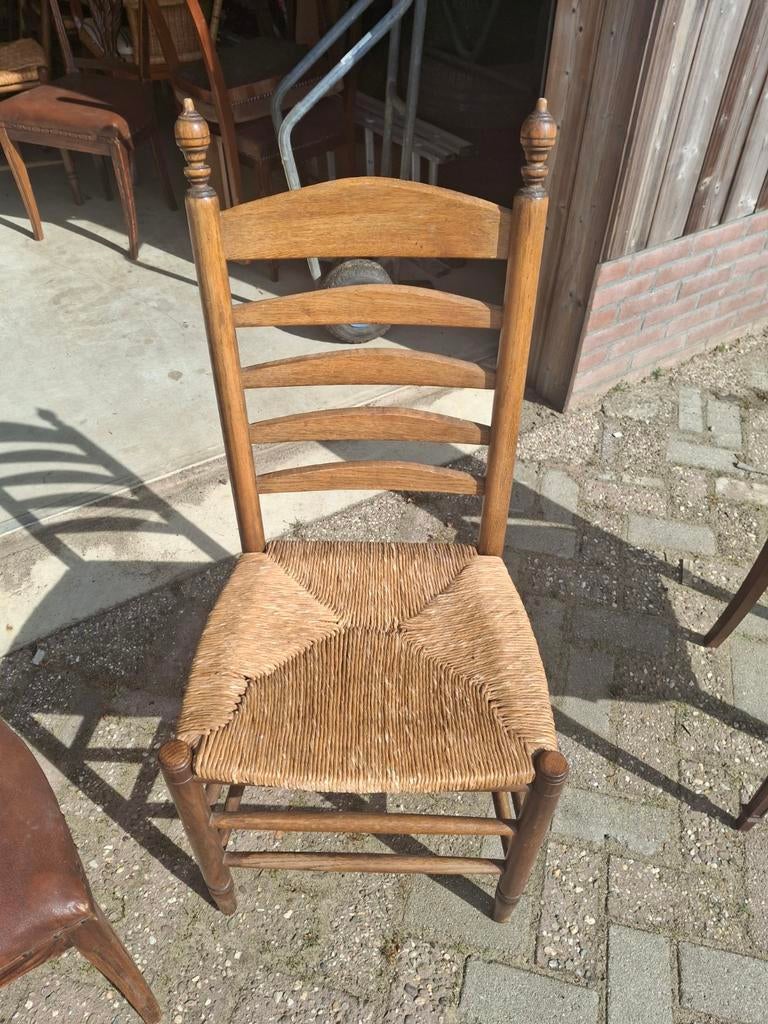 6 Stoelen met biezen zitting, Ophalen of Verzenden