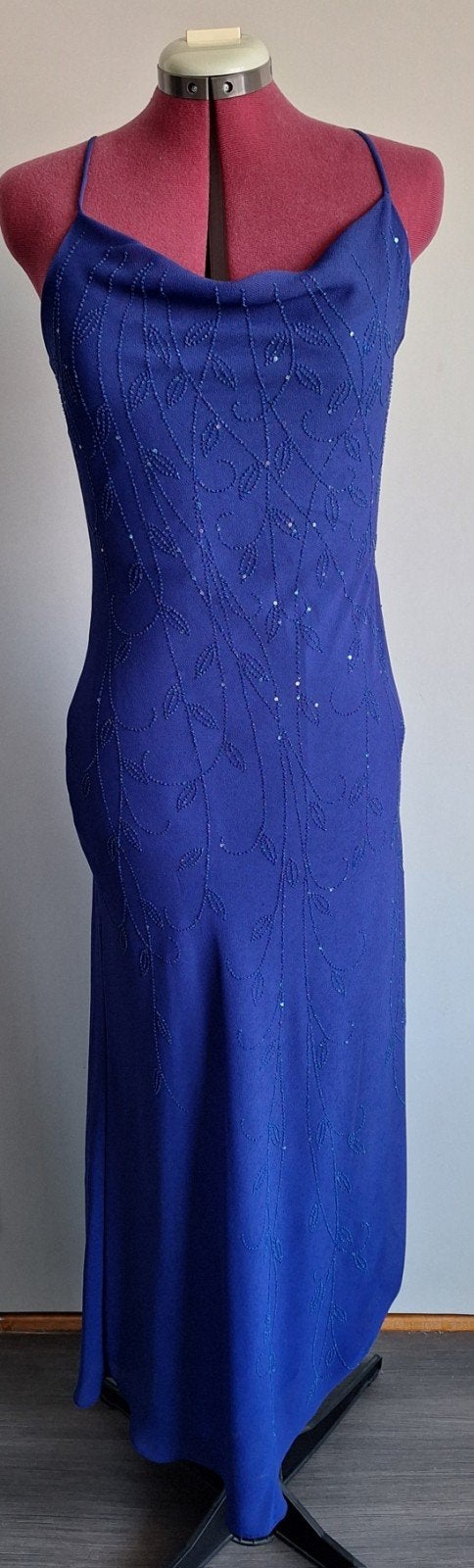 Prachtige blauwe avondjurk met kralen - Maat M, Maat 38/40 (M), Blauw, DOLLAR, Ophalen of Verzenden