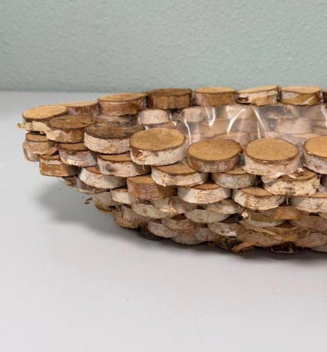 Handgemaakte Houten Plantenbak Rustieke Boomschijf – 40 cm, Tuin en Terras, Rond, Ophalen of Verzenden, Zo goed als nieuw, H