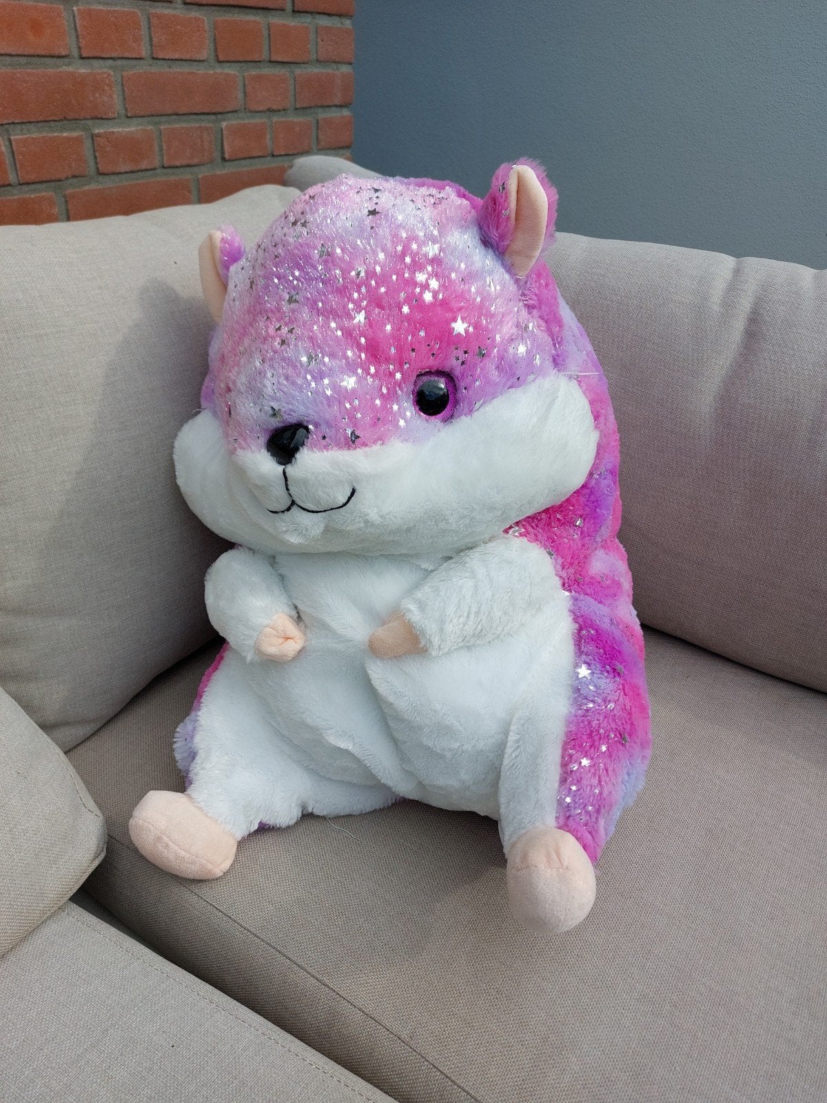 Leuke paarse hamster knuffel met glitters, Paars, Hamster, Ophalen of Verzenden, Zo goed als nieuw