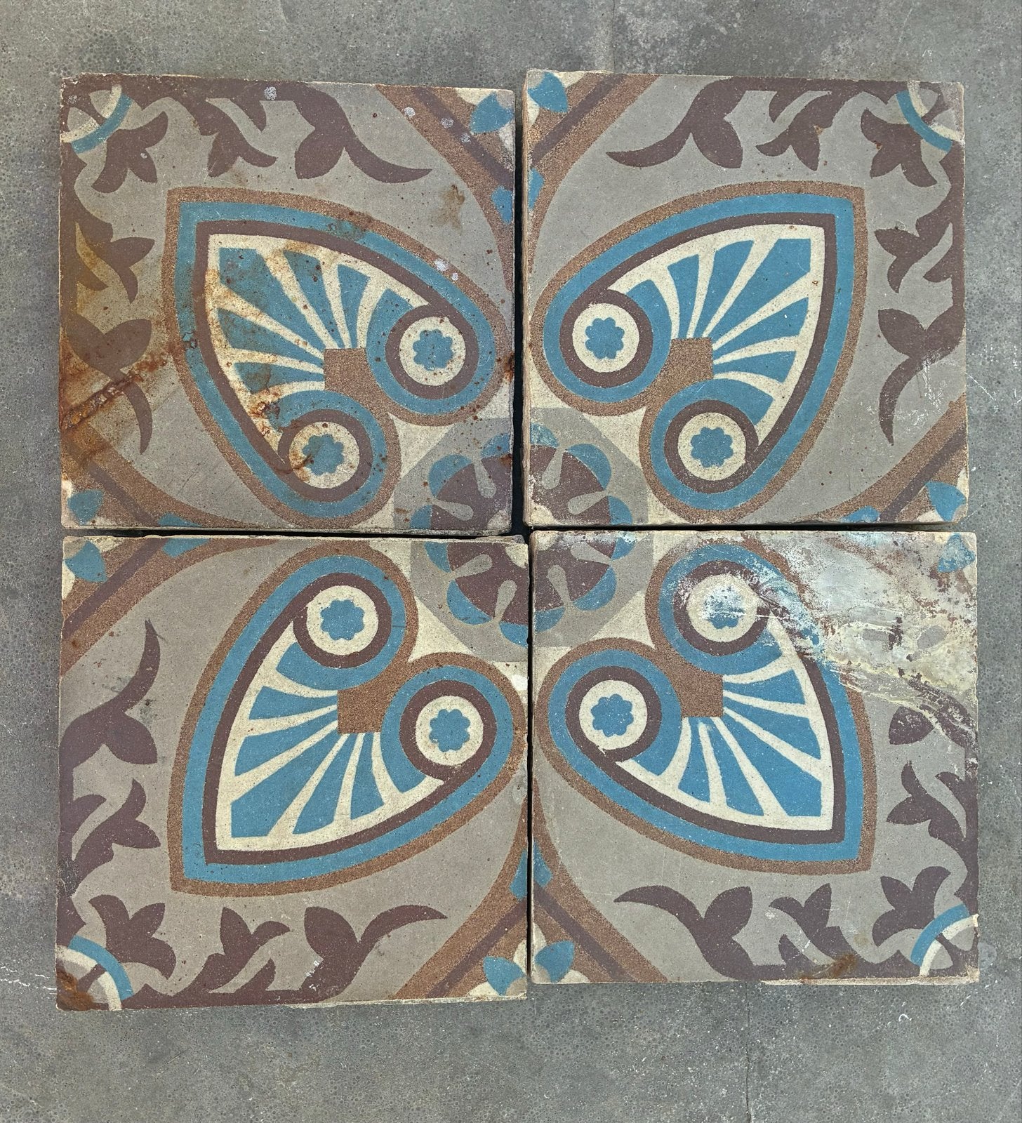 5 Oude Vintage Cementtegels met Patroon, Doe-het-zelf en Verbouw, Tegels, Ophalen, Overige materialen, Gebruikt, 20 tot 40 cm