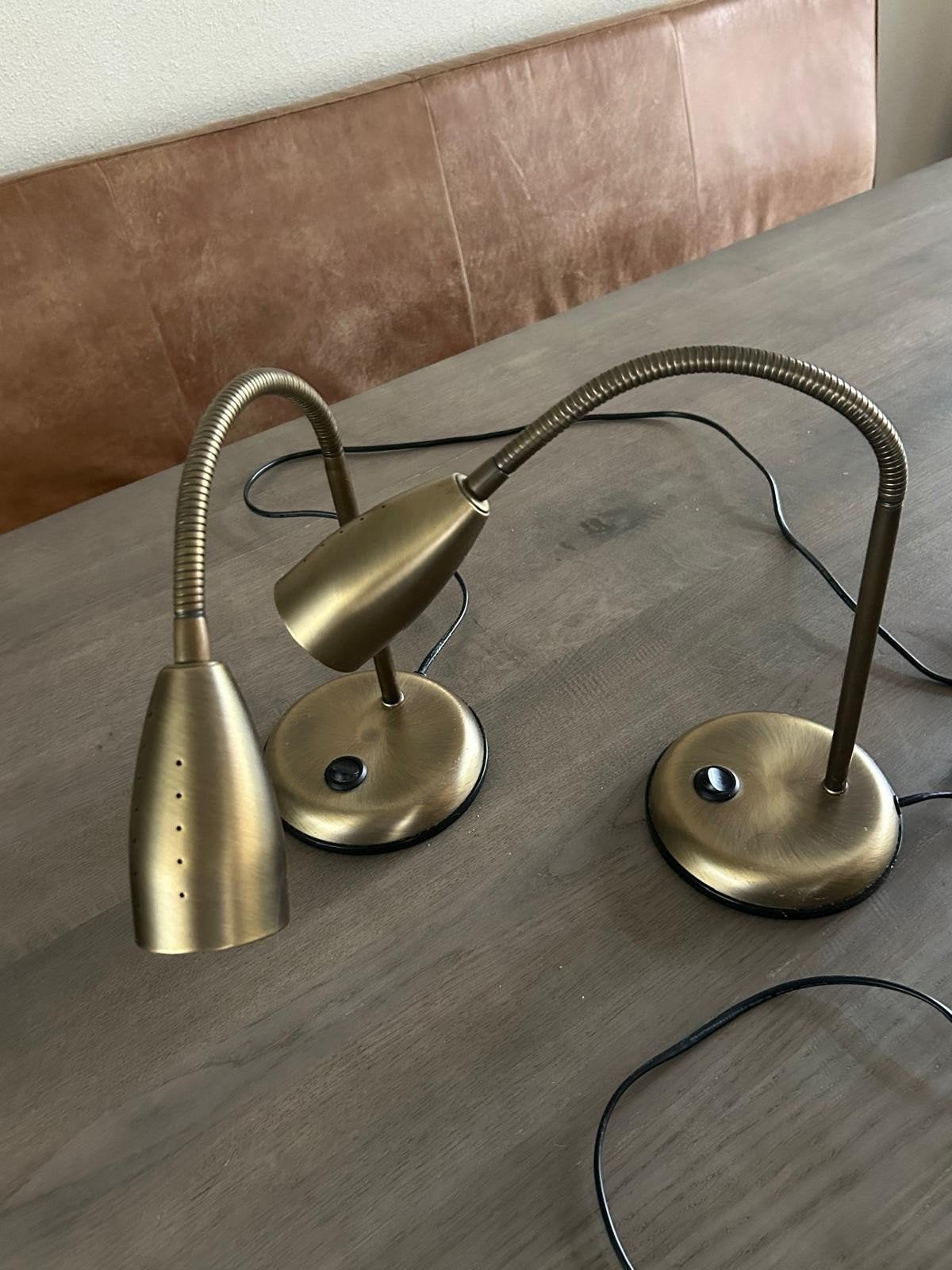 Set van 2 flexibele tafellampen - Brons/Goud, Huis en Inrichting, Bureaulamp, Gebruikt, Goud, Ophalen of Verzenden