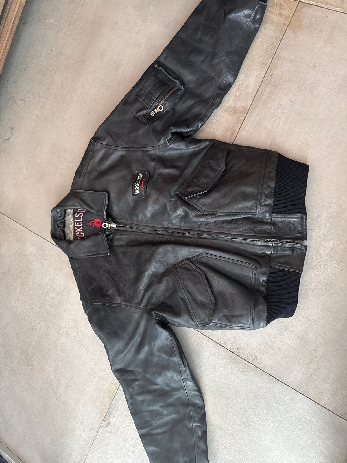 Nickelson Biker Leren Jas Maat M, Ophalen, Gedragen, Maat 48/50 (M), Zwart
