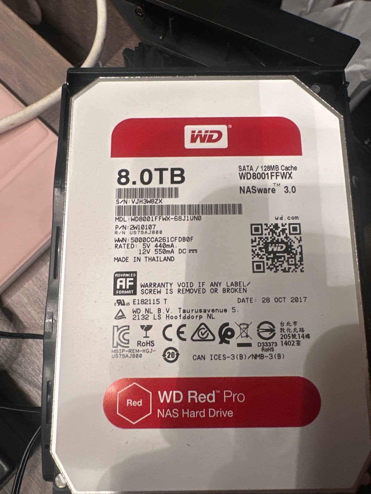 4x WD Red Pro 8TB NAS Hard Drive, Computers en Software, Intern, Gebruikt, Server, Ophalen of Verzenden