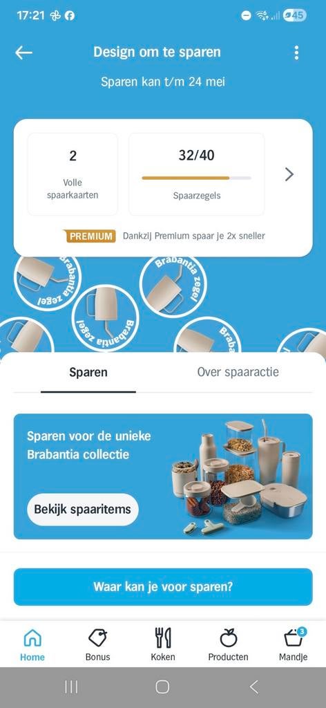 AH spaarzegels Brabantia, Ophalen, Winkel, Super of Benzinepomp, Zegels, Bonnen of Punten