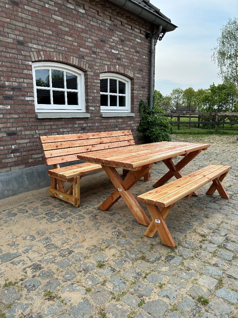 tuinset van hout HANDGEMAAKT, Meer dan 8 zitplaatsen, Nieuw, Ophalen of Verzenden, Bank