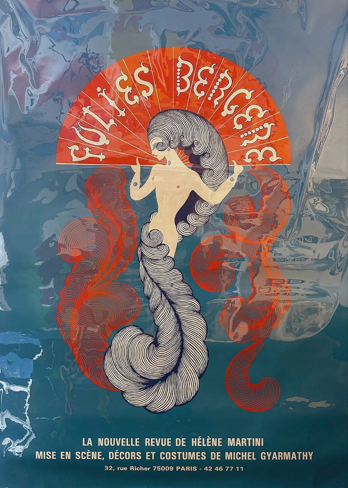 Vintage Poster: Folies Bergère - Hélène Martini Revue, Ophalen of Verzenden, Gebruikt