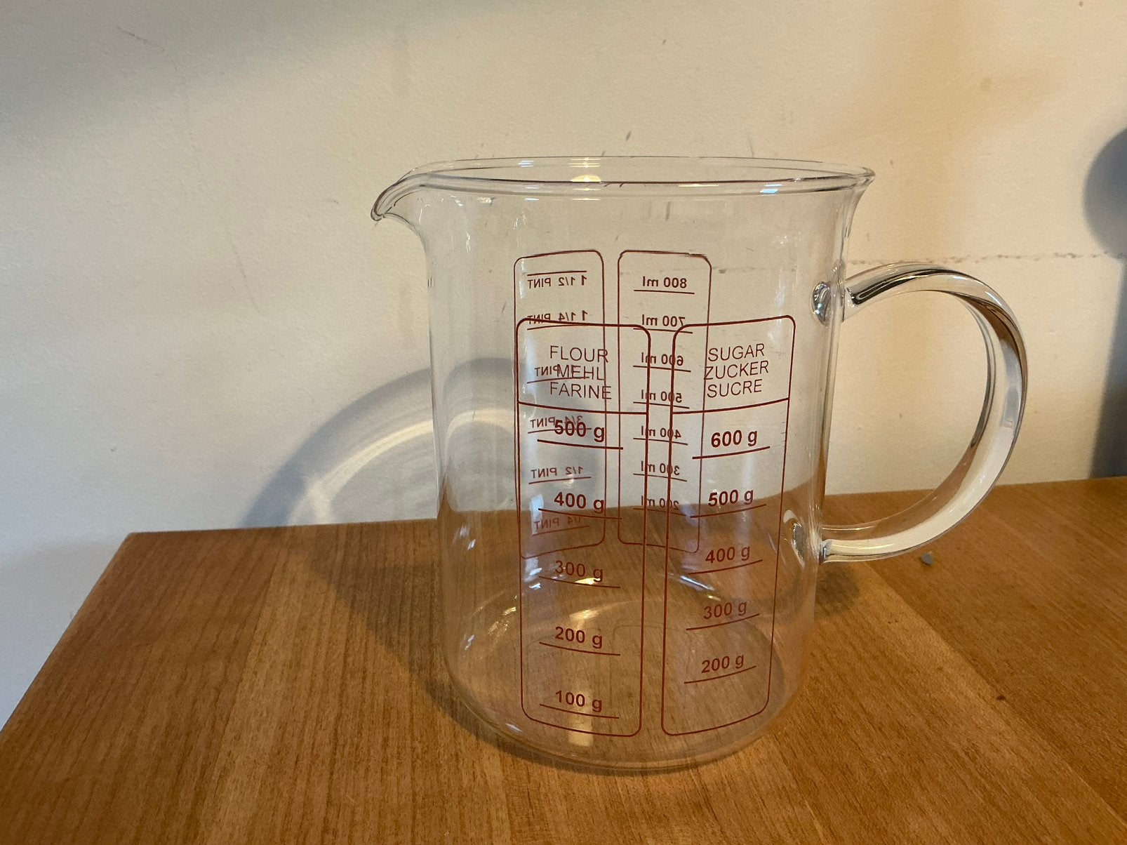 Dun glazen litermaat - maat liter / pint / meel en suiker, Ophalen of Verzenden