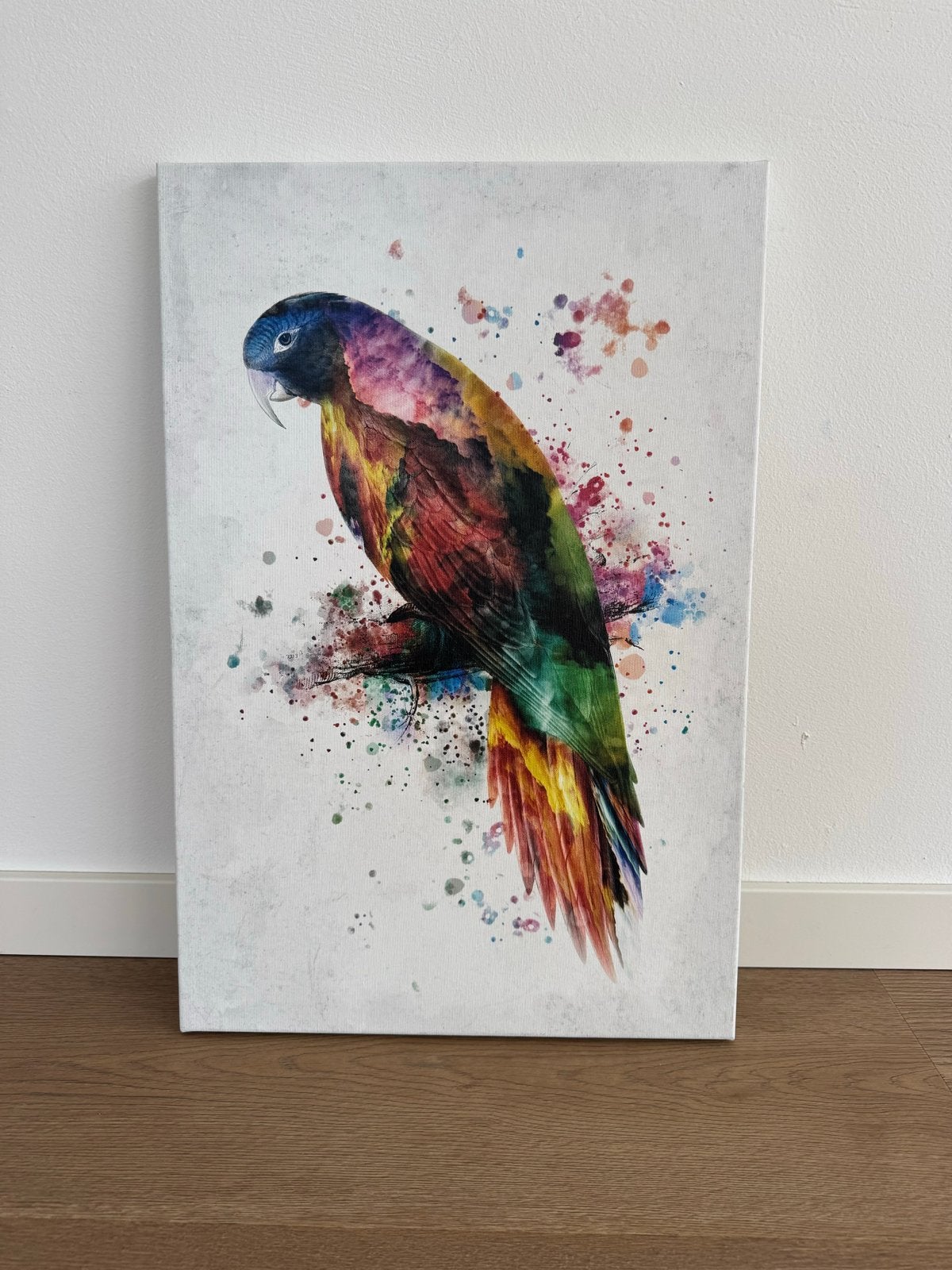 Kleurrijke Papegaai Canvas Schilderij - Waterverf Stijl, Ophalen