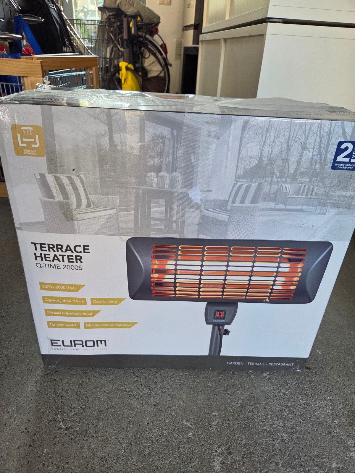 Eurom Q-Time 2000S Terrasverwarmer, Tuin en Terras, Terrasverwarmers, Ophalen, Nieuw, Elektrisch, Vloer