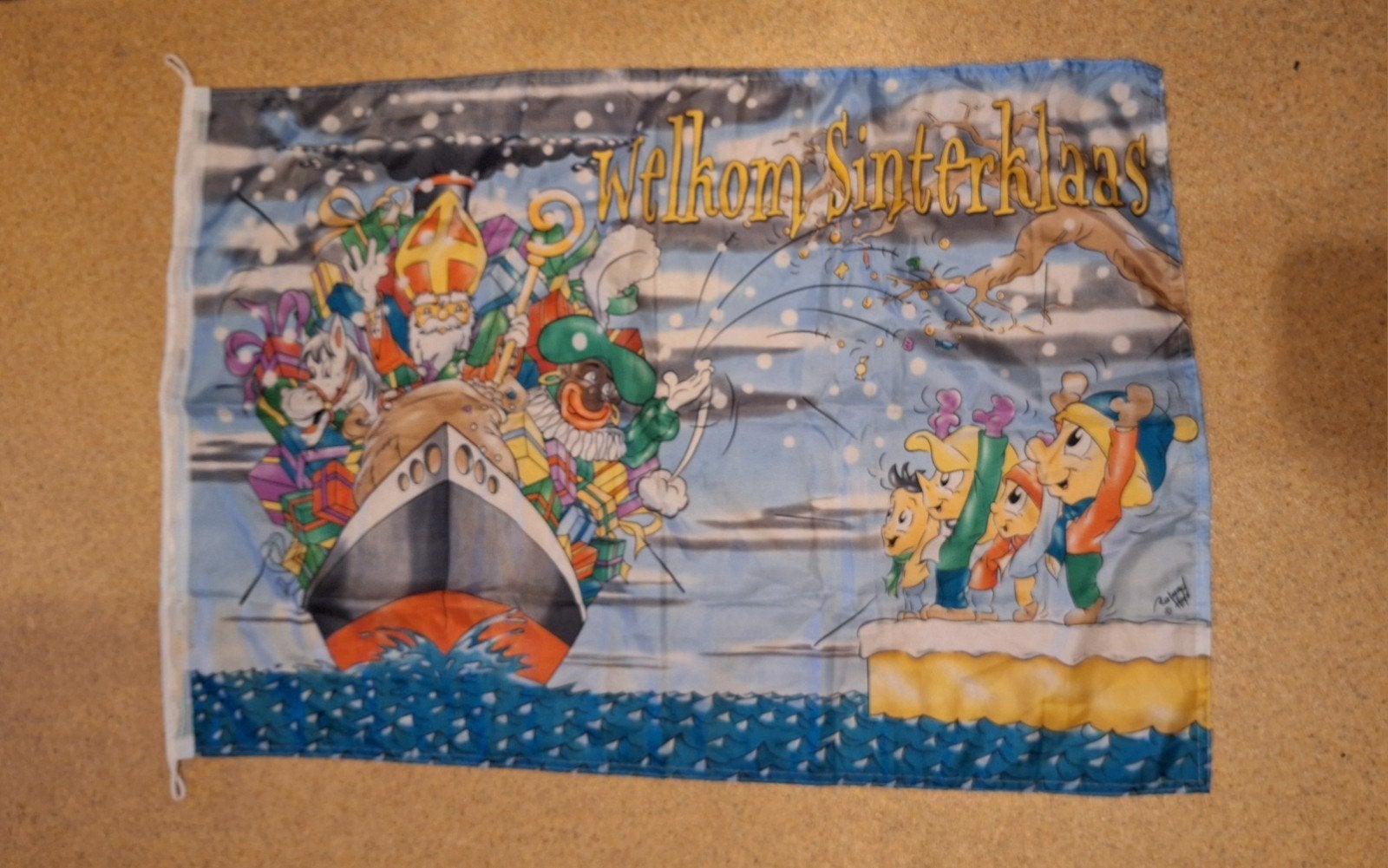 vlag Sinterklaas met originele Pieten, Ophalen of Verzenden, Zo goed als nieuw