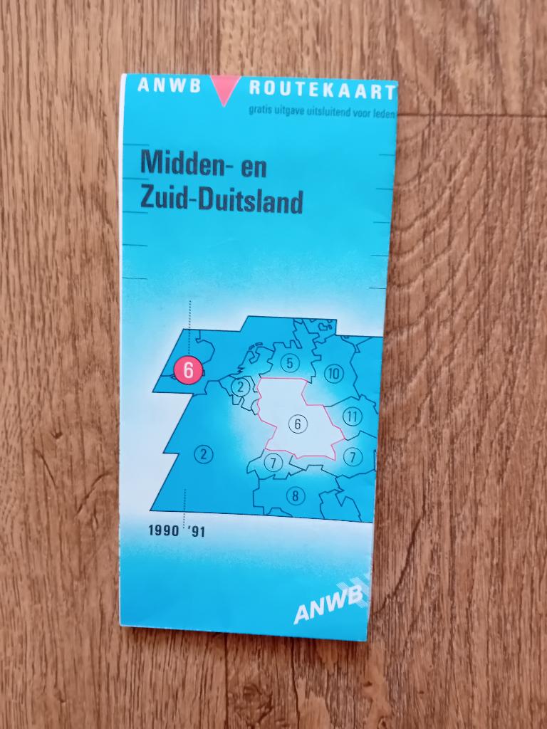 ANWB Routekaart Midden- en Zuid Duitsland 1990/91, Verzamelen, Ophalen of Verzenden, Zo goed als nieuw